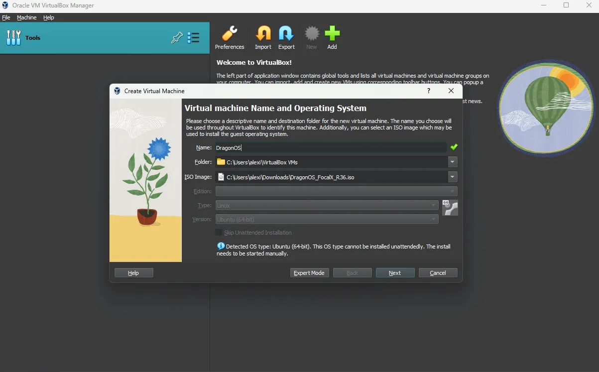VirtualBox New
